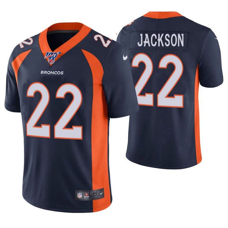 Men Denver Broncos 22 Kareem Jackson Nike Navy Blue 100th Limited NFL Jersey